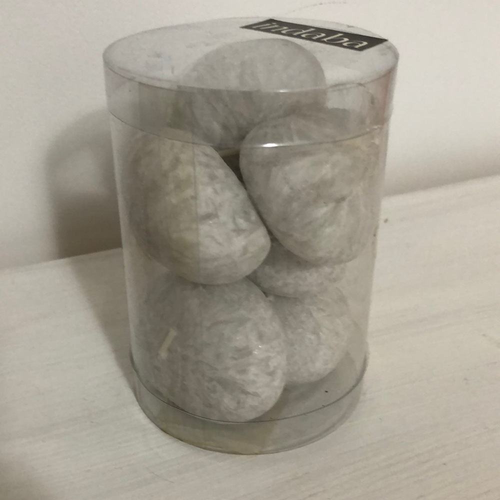 5 for $25. NIP, Indaba , decorative white rock candles.